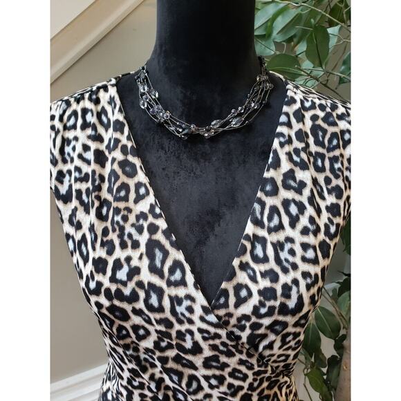 Apt. 9 Dress Women's XL Multi Leopard Print Tie Waist Sleeveless V Neck - Picture 5 of 12